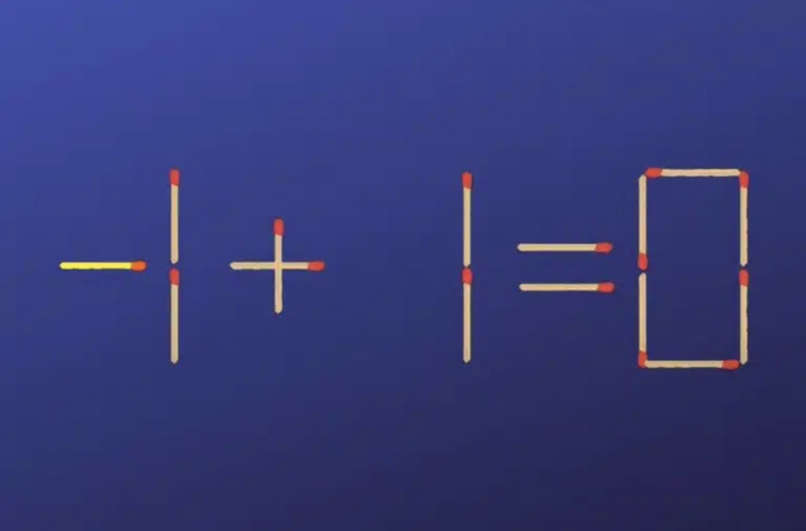 Gabarito - Mova apenas um palito para resolver a equação. (Foto: Reprodução)