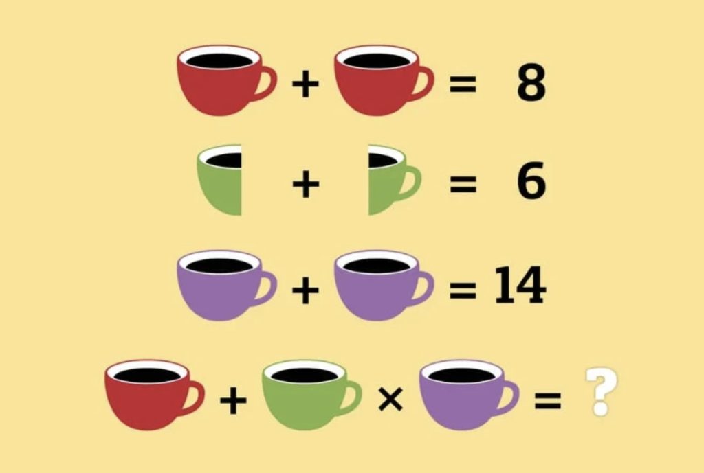 Problema de matemática: encontre o valor das 3 xícaras (Imagem: Fresherslive)