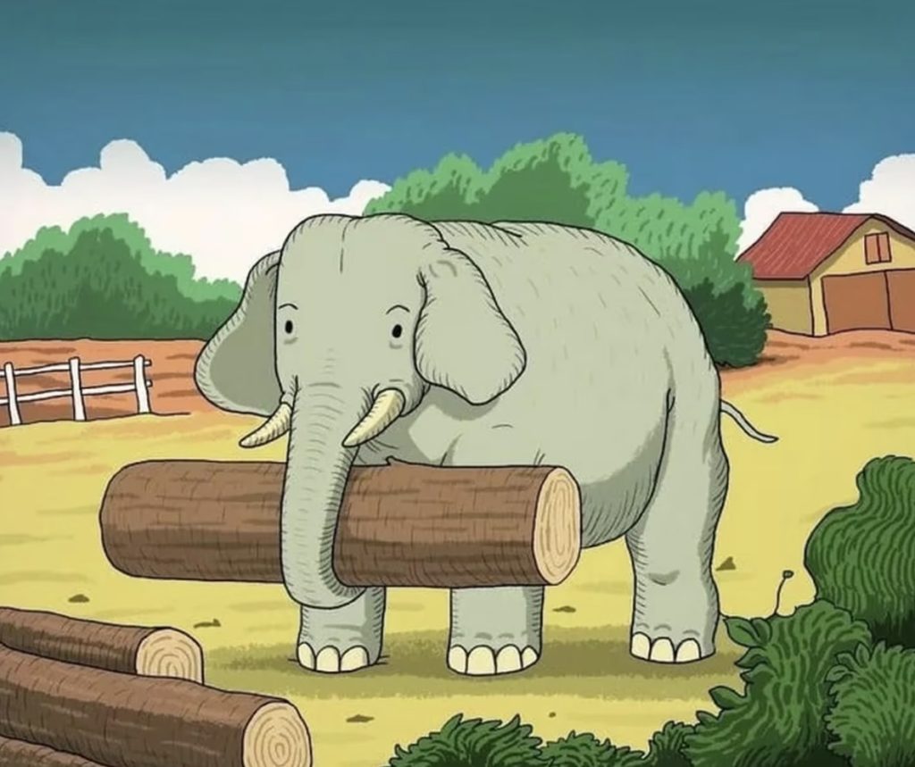 Desafio: encontre o cavalo escondido na cena do elefante. (Reprodução/Jagran Josh)