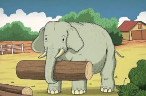 O elefante não é o único animal da foto: há um cavalo; ache-o em 7 segundos