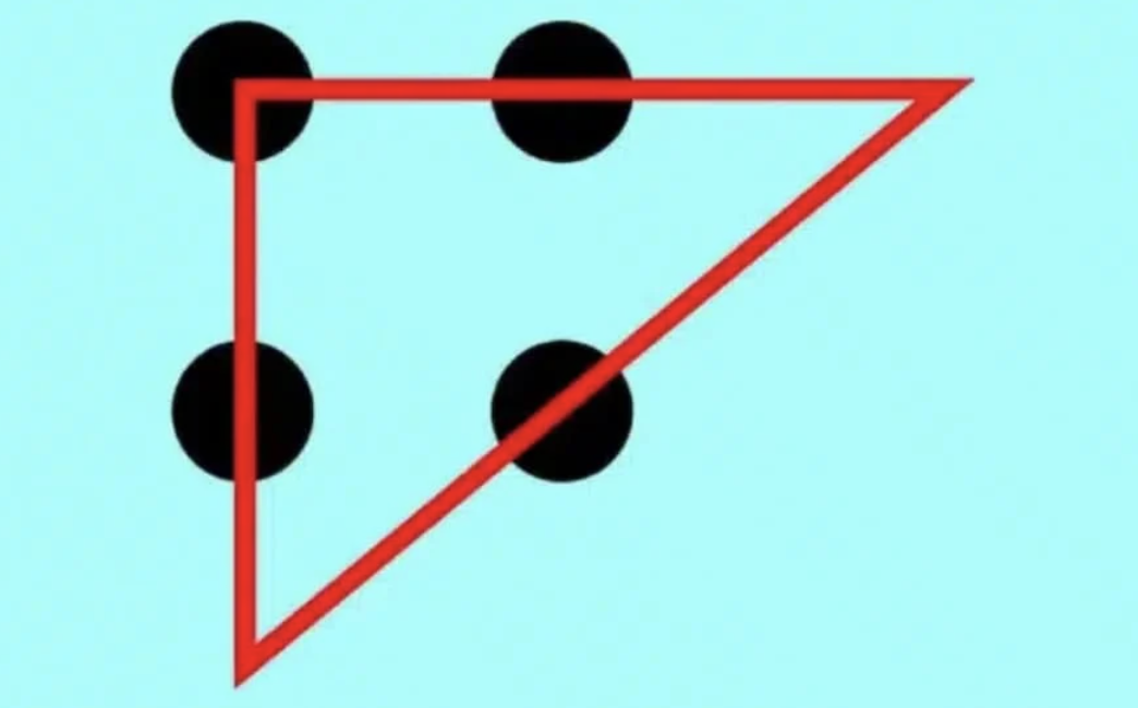 Gabarito - O desafio é unir os pontos com apenas três linhas! (Imagem: Reprodução)